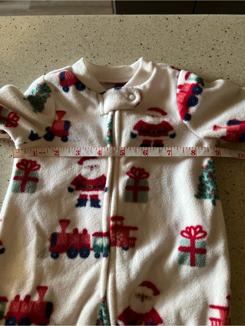 Carter's White Holiday Fleece One-Piece with Santa, Train & Gifts